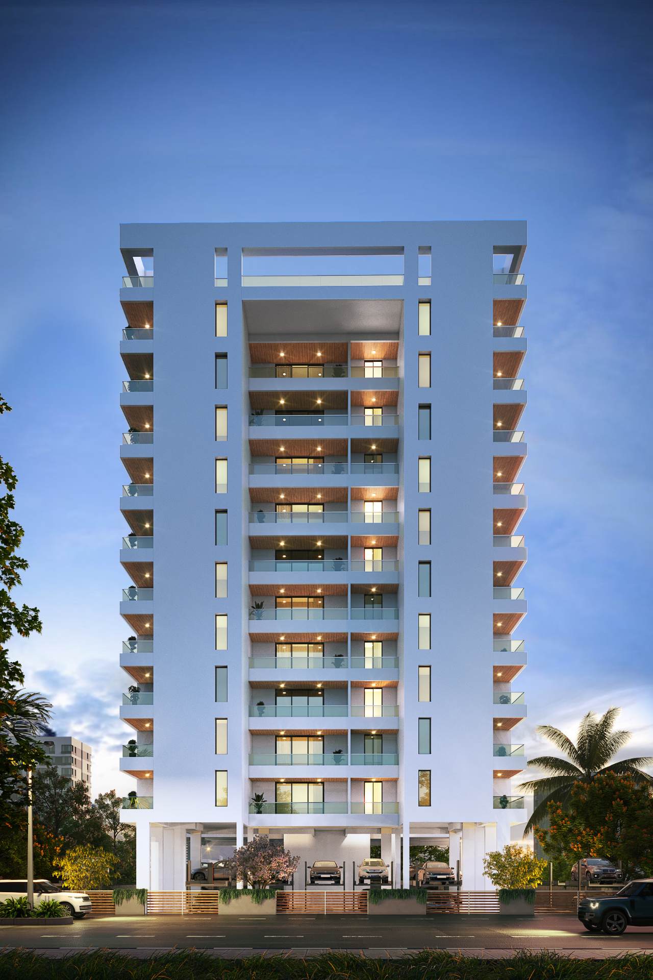 Evening facade visualization